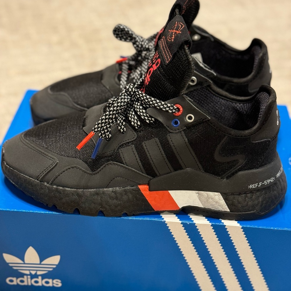 Adidas black and red Night Joggers (men’s 8, women’s 9)